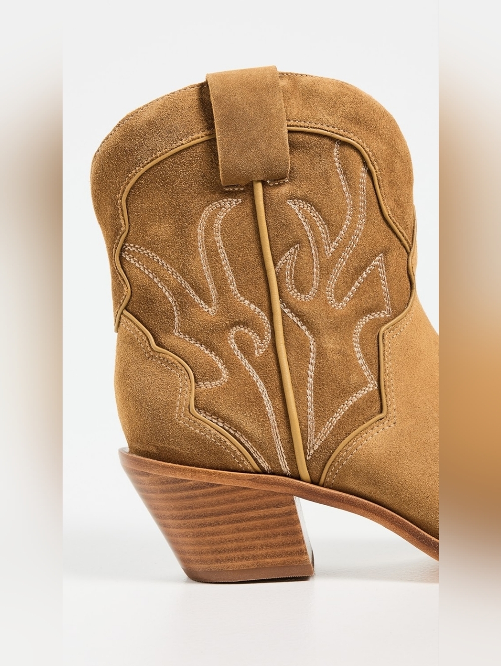 Reformation Otto Mini Western Tan Suede Western Ankle Booties Boots Size 9 - Picture 5 of 12